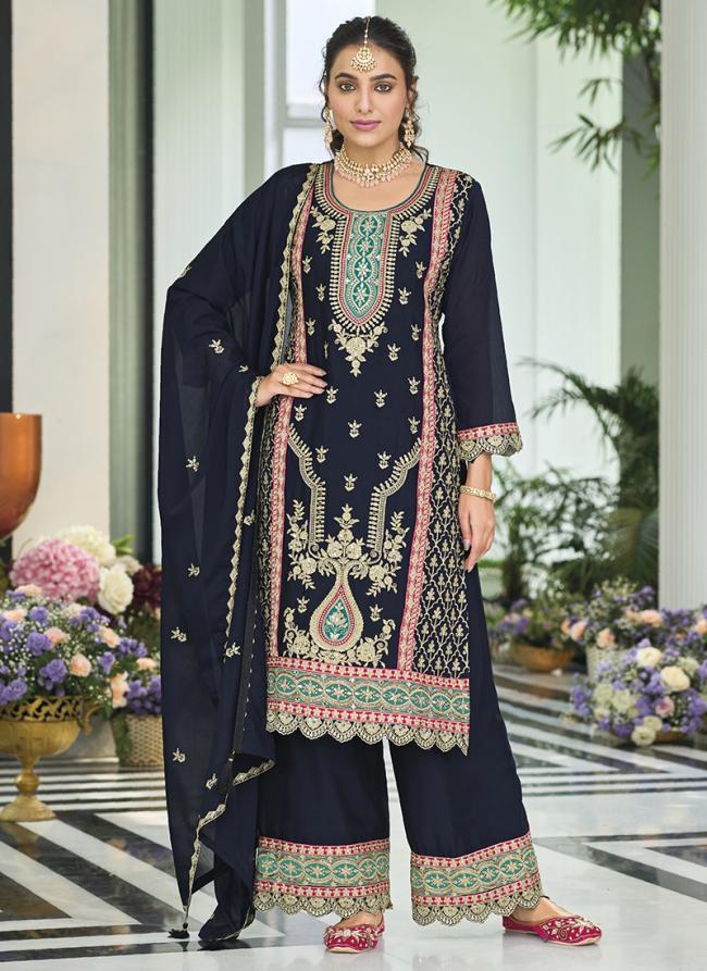 Chinnon Black Eid Wear Embroidery Work Readymade Plazzo Suit